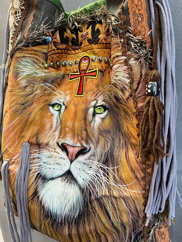 Ethiopian Wild Lion Head Messenger Bag