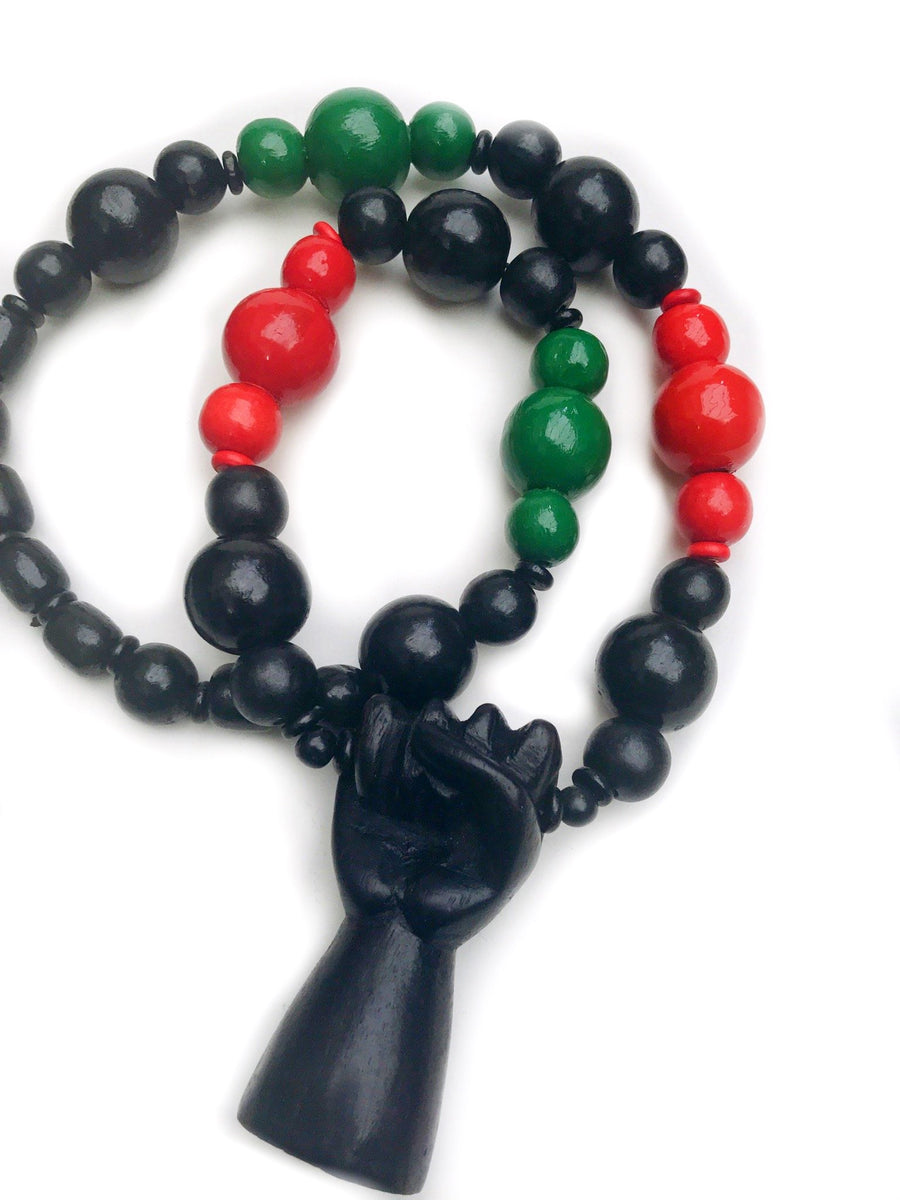 Red black green african on sale necklace