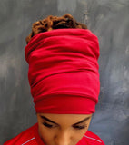 Red dreadband supportive locsoc rasta headband