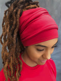 Red dreadband supportive locsoc rasta headband