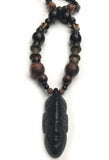 African mask xtra large beaded necklace hand carved mask wooden beads baule beads