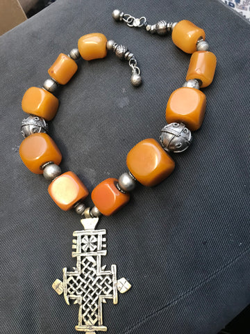 Genuine Ethiopian copal amber necklace