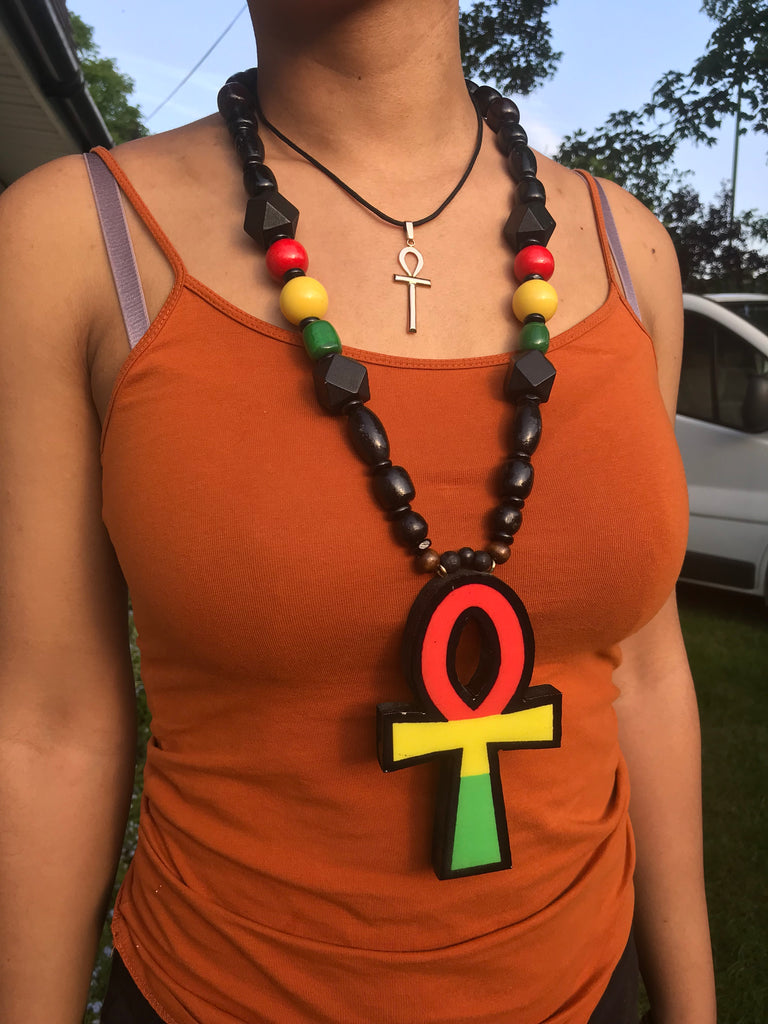 Rastafari Large Ankh necklace wooden ankh necklace rasta necklace