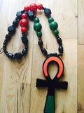 Large Pan African  Ankh necklace  necklace Marcus Garvey wooden rasta necklace