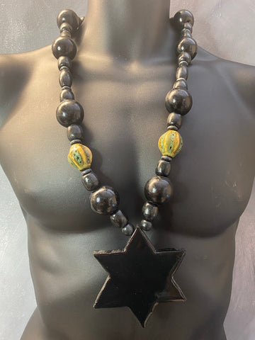 Black Star Necklace black star liner wooden necklace