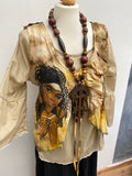 Azeb handpainted linen ruffled waistcoat handpainted Ethiopian princess