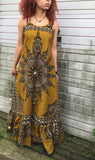 Tie back African print dress custom made to your size ochre/brown print