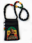 Rastafari Haile Selassie beaded pouch bag