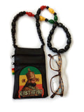 Rastafari Haile Selassie beaded pouch bag