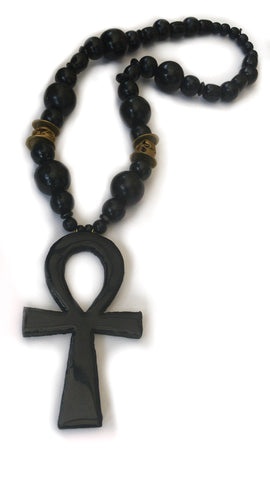 Extra large all black ankh wooden ankh natural wooden necklace