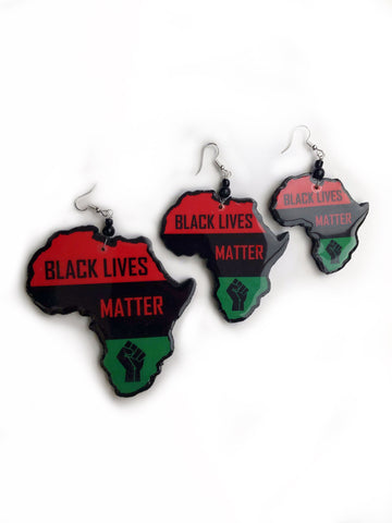 Black lives matter earrings #blm jewellery wooden earrings Africa map earrings