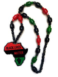 Black lives matter necklace Africa map wooden necklace Jah bless