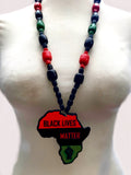 Black lives matter necklace Africa map wooden necklace Jah bless