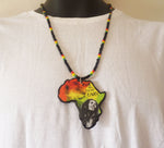Handmade Bob Marley Africa map necklace
