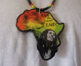 Handmade Bob Marley Africa map necklace