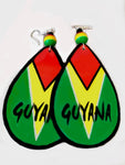 Guyana teardrops earrings handmade flag about 2 inches