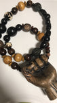 Large wooden fist necklace wooden beads rasta statement necklace