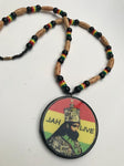 Round Ethiopian necklace Jah live Haile Selassie rasta necklace