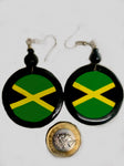 Jamaica flag wooden earrings circle