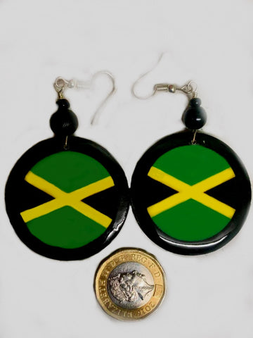 Jamaica flag wooden earrings circle