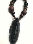 African mask xtra large beaded necklace hand carved mask wooden beads baule beads