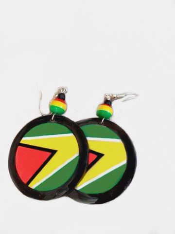 Guyana flag circle earrings